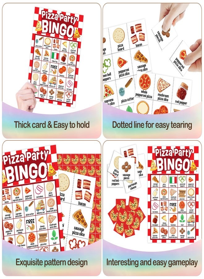 Mueddur Pizza Party Bingo Card, Pizza Bingo Set for Adults Large Group Family Friends, Sleepover Party Game, Gourmet Food Bingo Kit for Birthday, Holiday Games for 24 Players -05 - Image 4
